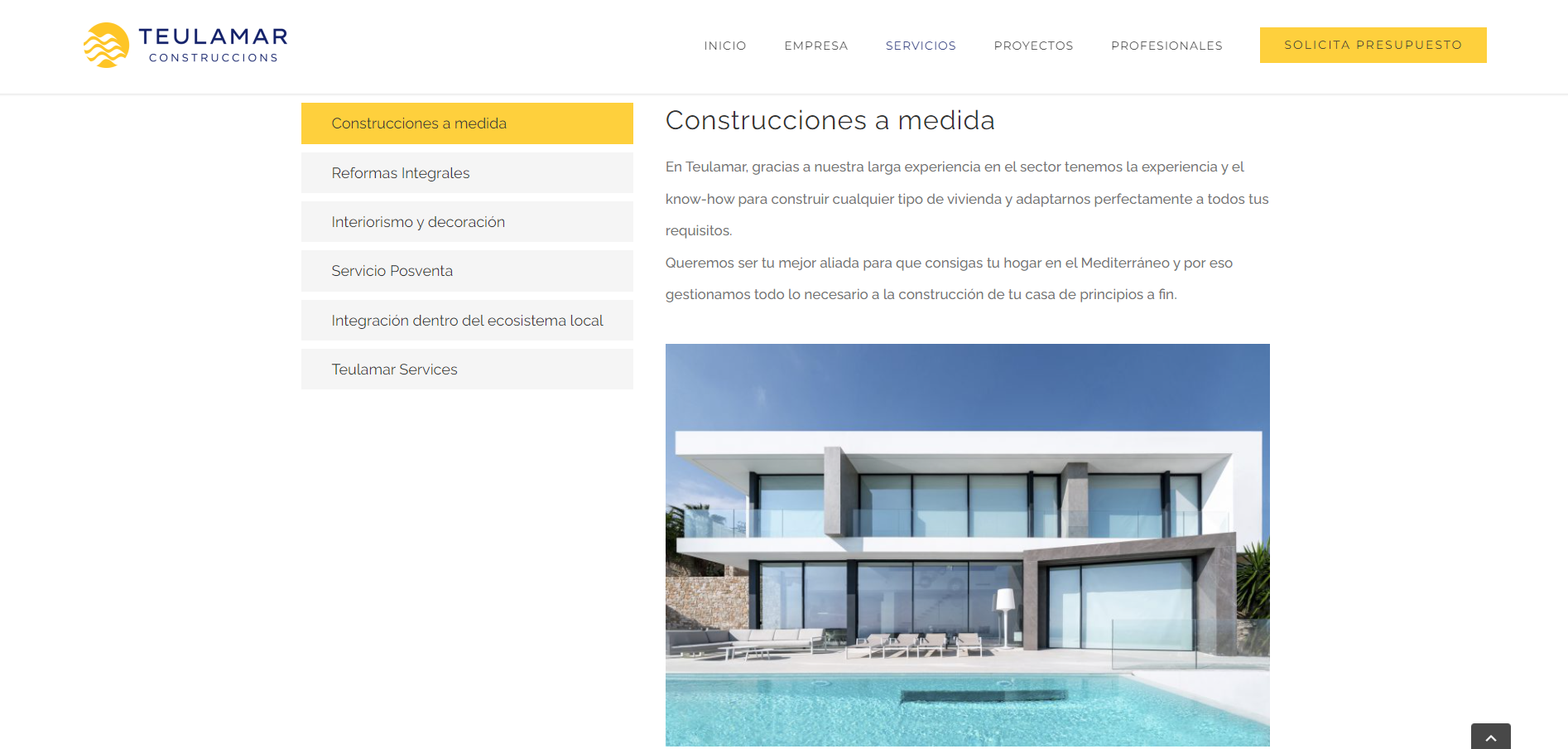 Creación nueva página web construcciones Teulamar